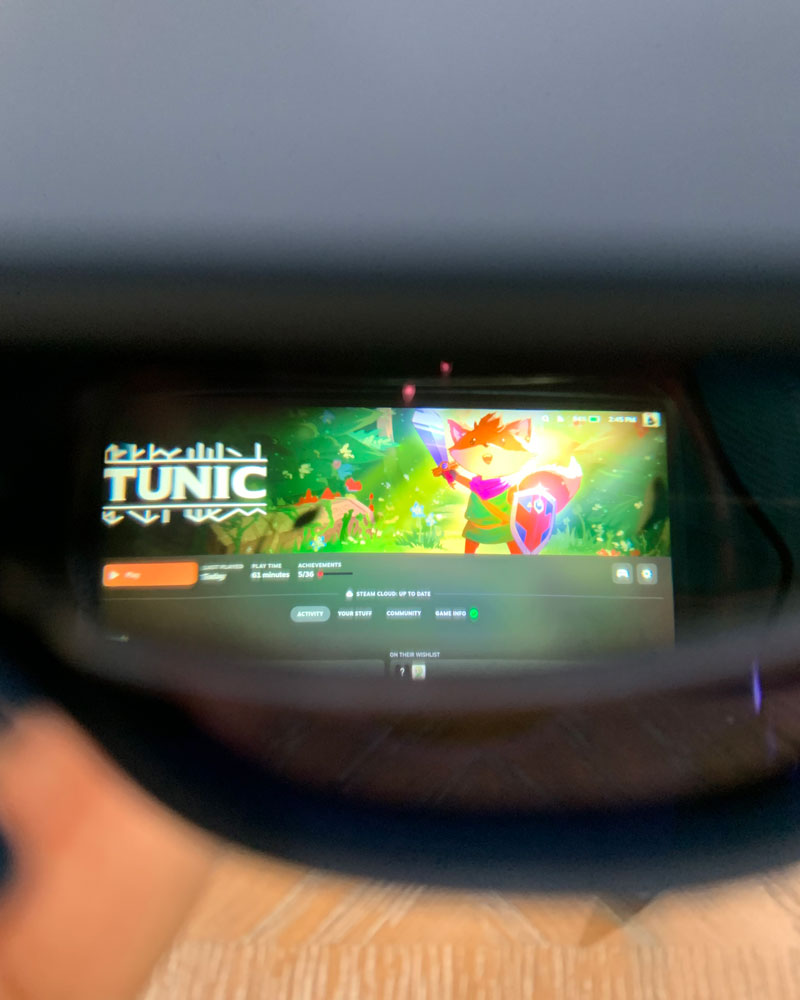 It's difficult to capture VITURE One's virtual display with a camera lens, but here's a sneak peek. (Courtesy: Pixel Deck Gaming)